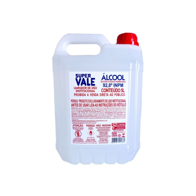 Álcool Liquido 92,8% 5 Litros Super Vale