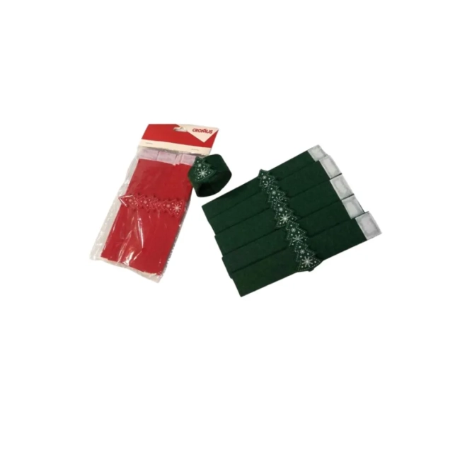 Anel Porta Guardanapo Feltro Pinheirinho Natal Com 06 Unidades - Vermelho Cromus