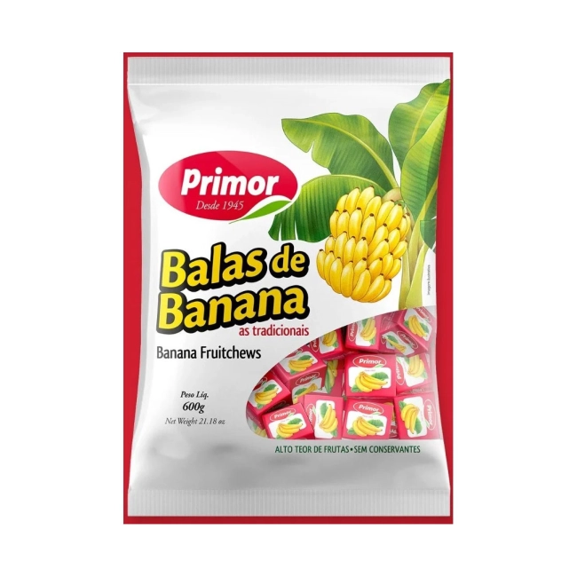 Bala Mastigavel 600gr Dadinho de Banana Primor 