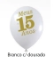 Balão 9 polegadas meus 15 anos anos branco com dourado Joy