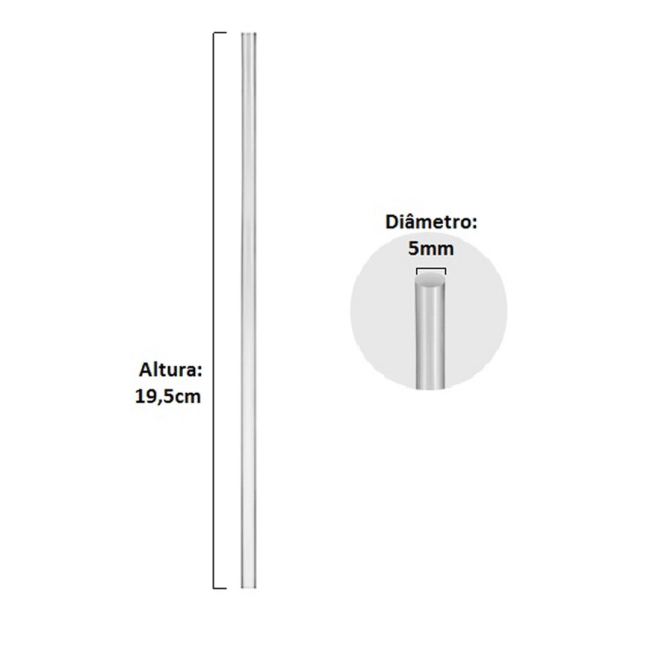 Canudo Biodegradável Comum Tamanho 19,5 Centímetros e 0,5 Centímetros de Diâmetro  Com 100 Unidades Strawplast 