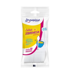 Colher para Sobremesa Pacote Com 50 Unidades Strawplast