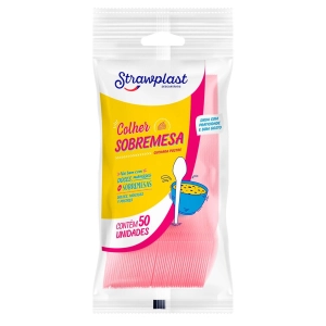 Colher para Sobremesa Pacote Com 50 Unidades Strawplast