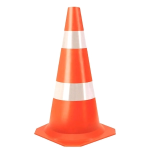 Cone 75cm branco/laranja refletivo emborrachado 