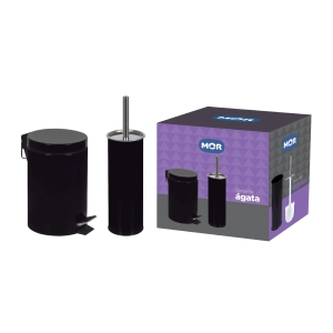 Conjunto agata preto 1 lixeira 3 litros + 1 escova sanitária 