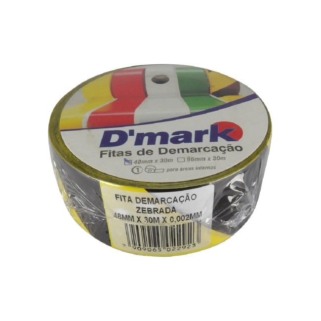 Fita para demarcação solo zebrada 48mm x 30mts