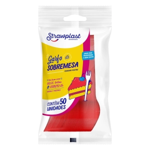 Garfo para Sobremesa Pacote Com 50 Unidades Cores Strawplast