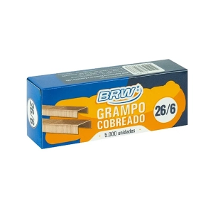 Grampo 26/6 Cobreado Caixa Com 5000 Unidades BRW