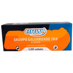 Grampo 26/6 Galvanizado Caixa Com 5000 Unidades BRW