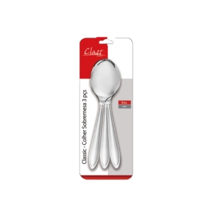 Kit com 3 Colheres Sobremesa Inox Classic 16,5 Cm Class Home