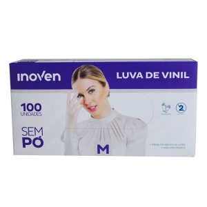 Luva de procedimento vinil sem pó M 100 unidades Inoven  