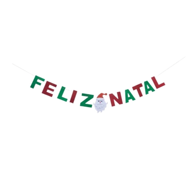 Natal enfeita feixa decorativa horizontal tecido feliz natal 1,50 metros Magizi