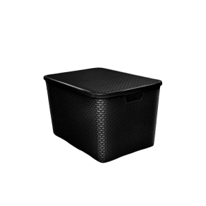 Organizador 40 Litros Caixa Rattan Preto Referência  25603 Arqplast