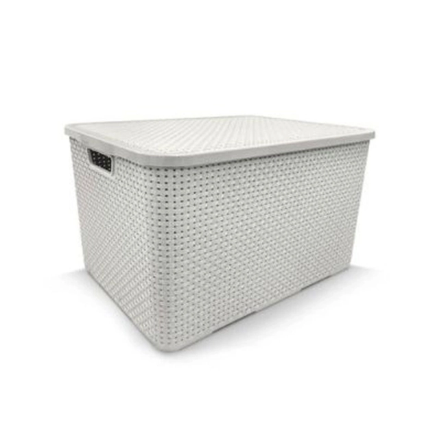 Organizador 20 litros caixa rattan branco Arqplast