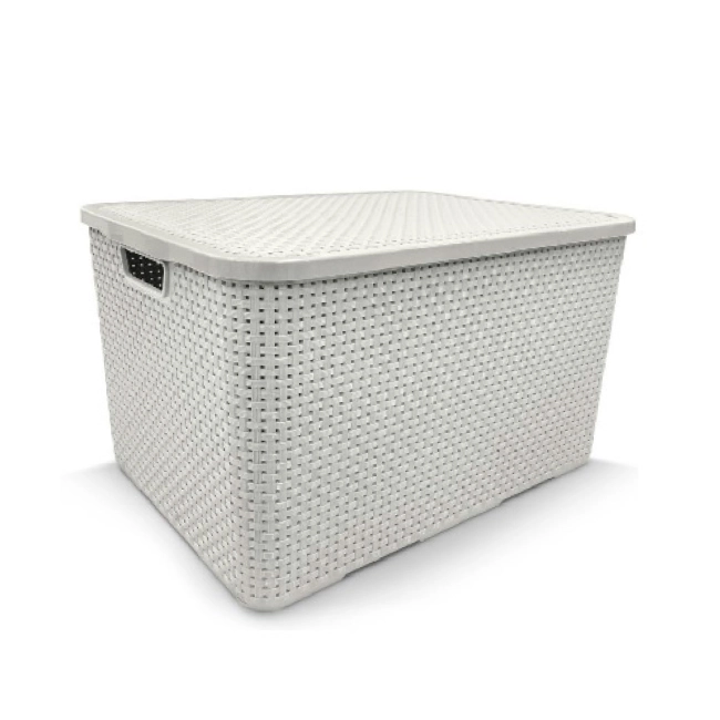 Organizador 7 litros caixa rattan branco referência 25586 Arqplast