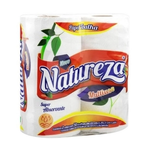 Papel toalha 2 rolos x 50 folhas Natureza 