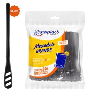 Pazinha Mexedor para Drink Preto Pacotes Com 240 Unidades Strawplast