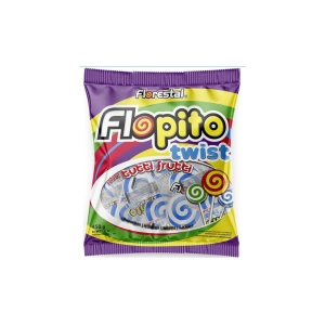 Pirulito flopito 450 gramas twist branco e azul Florestal