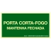 Placa fotolumin PVC 15x28cm porta corta fogo mantenha fechada Sinalize