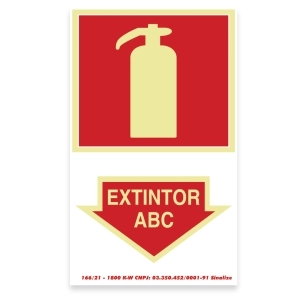 Placa fotolumin PVC 20x30cm extintor ABC Sinalize