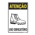 Placa Sinaliza 30x20cm atenção uso obrigatorio de botas