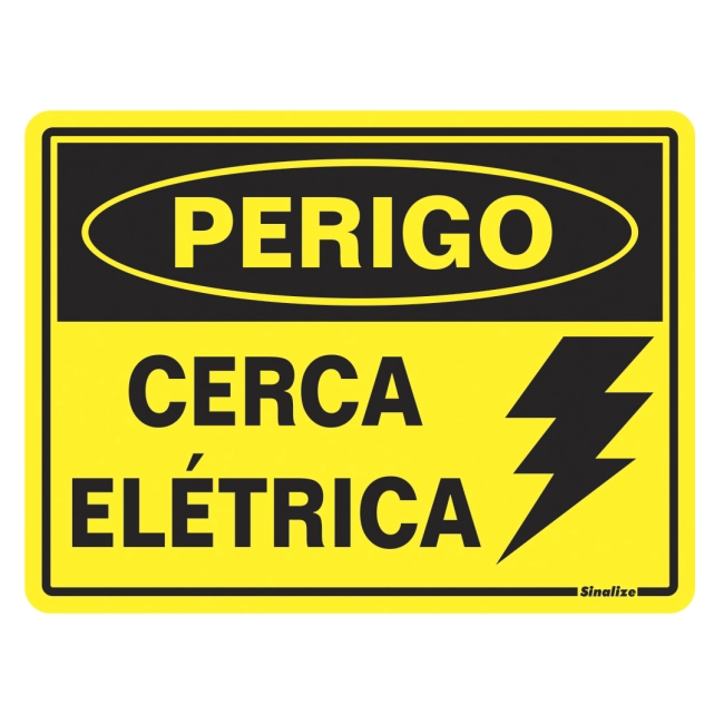 Placa Sinalize 15x20cm poliestireno perigo cerca eletrica 