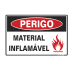 Placa Sinalize 20x30cm poliestireno perigo material inflamavel 