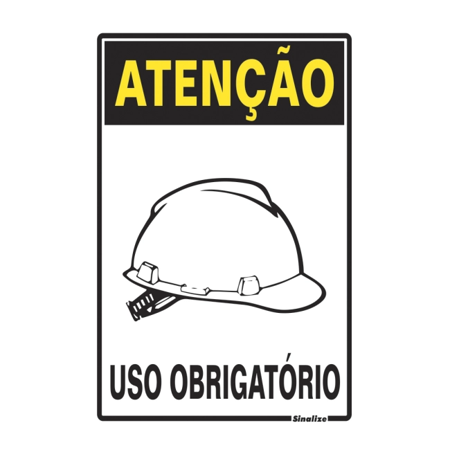 Placa Sinalize 30x20cm atenção uso obrigatorio de capacete