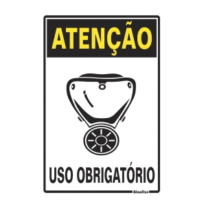 Placa Sinalize 30x20cm atenção uso obrigatorio de máscara