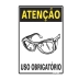 Placa Sinalize 30x20cm atenção uso obrigatorio de oculos