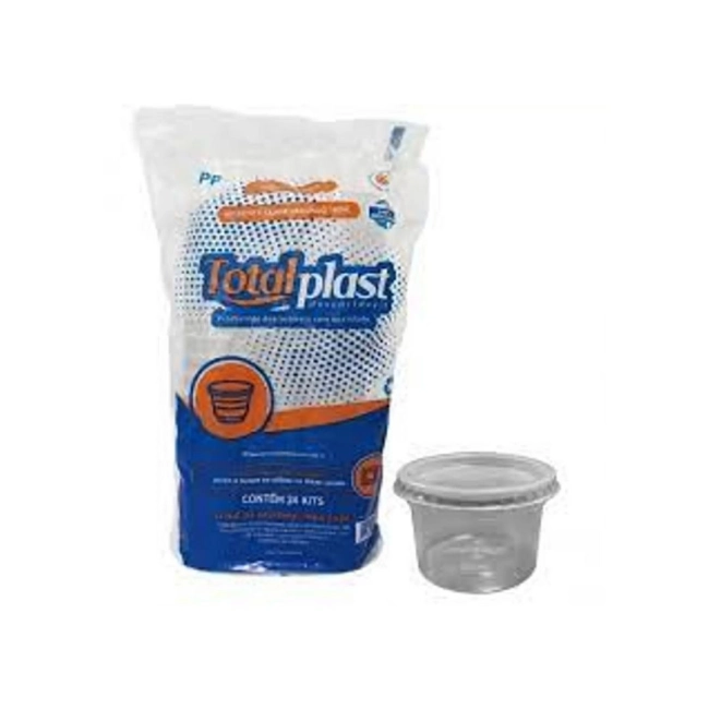 Pote 200ml Redondo PP Pacote Com 24 Unidades Kit Totalplast