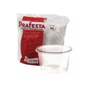 Pote Prafesta kit 1000ml redondo pacote com 24 unidades Prafesta