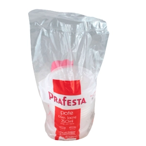 Pote Prafesta redondo com lacre 250ml pacote com 10 unidades