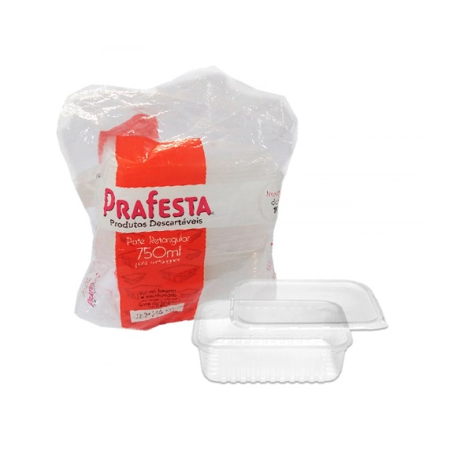 Pote Prafesta retangular 750ml pacote com 24 unidades 