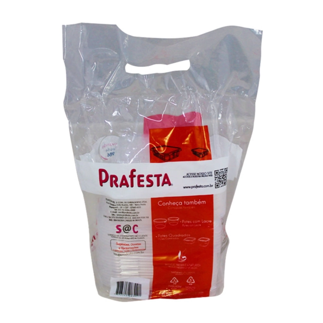 Pote  retangular 250ml pacote com 24 unidades Prafesta